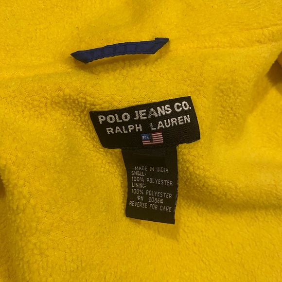 Vintage 90s Mens Ralph Lauren Polo Jeans Fleece Lined Blue Bomber Jacket Large - Picture 6 of 7